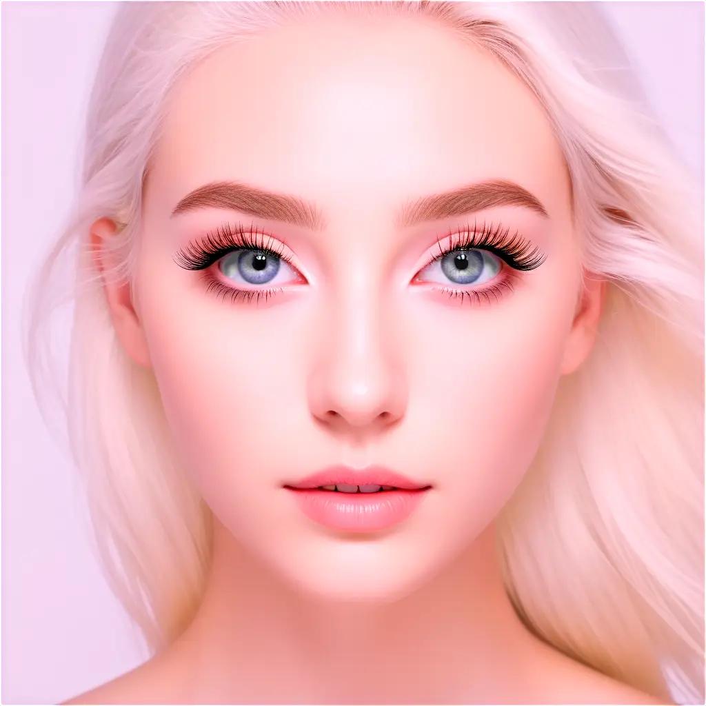 model with transparent eyelashes in a photo