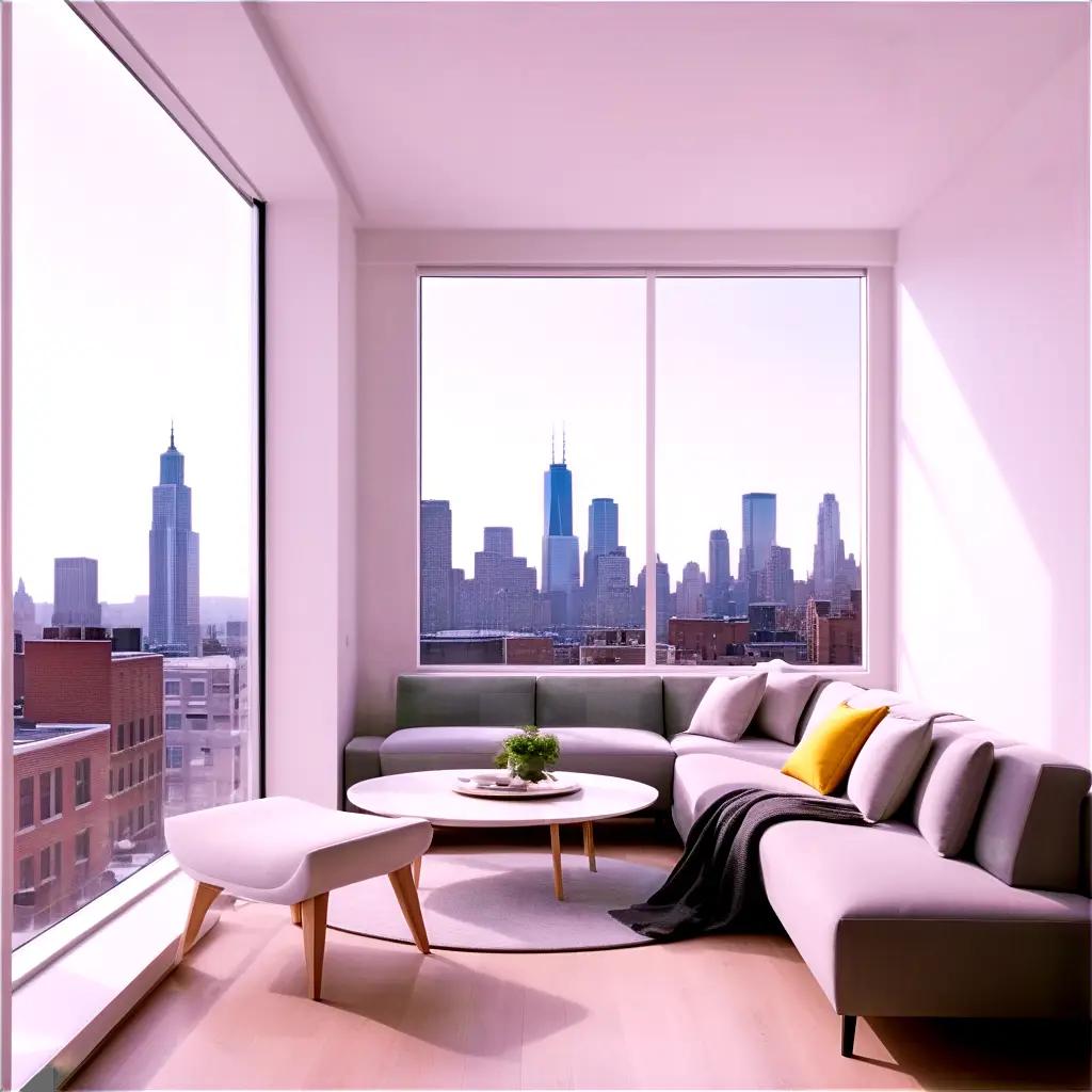 modern apartment with a view of the city