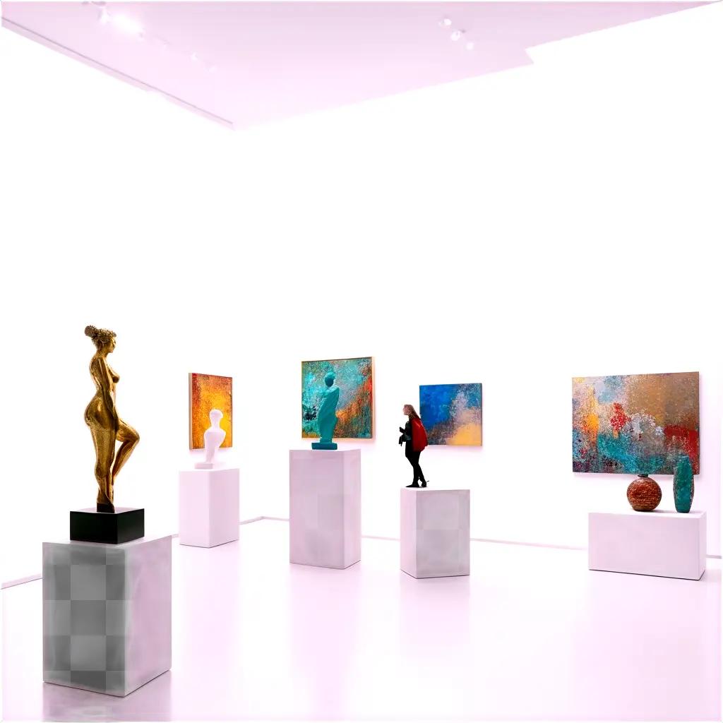 ユニークな彫刻や絵画を展示するモダンアートギャラリー
