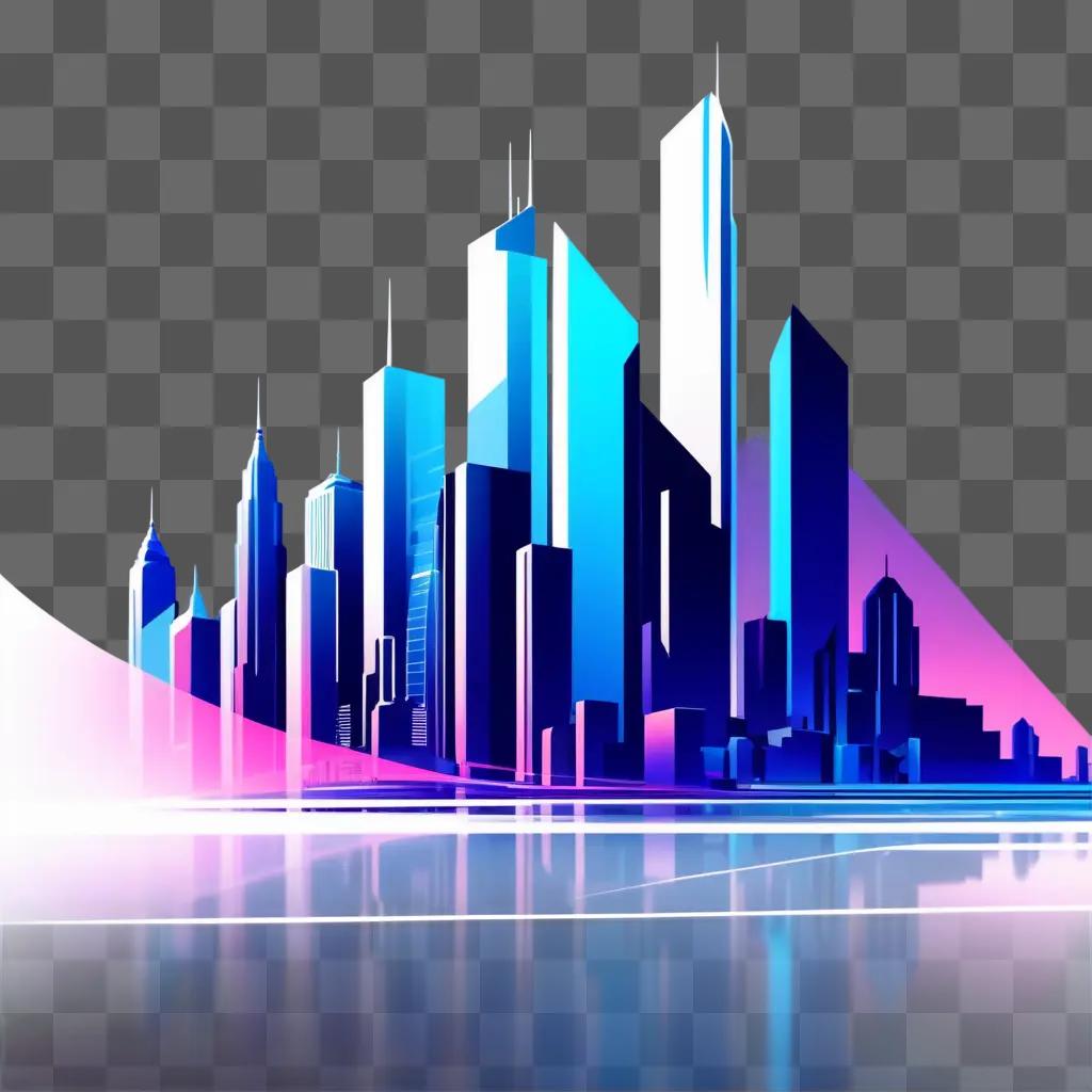 modern cityscape rendered in vector graphics