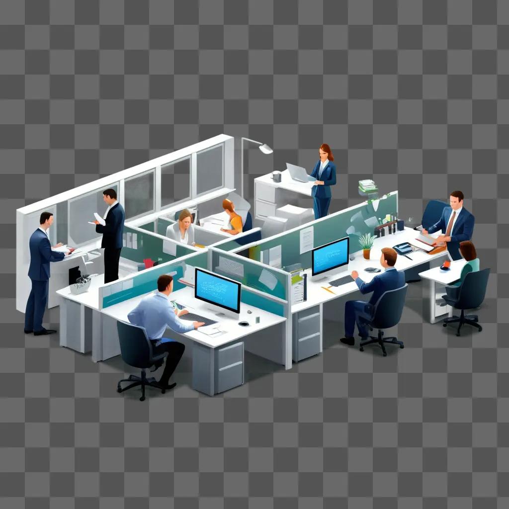 modern office scene with people working