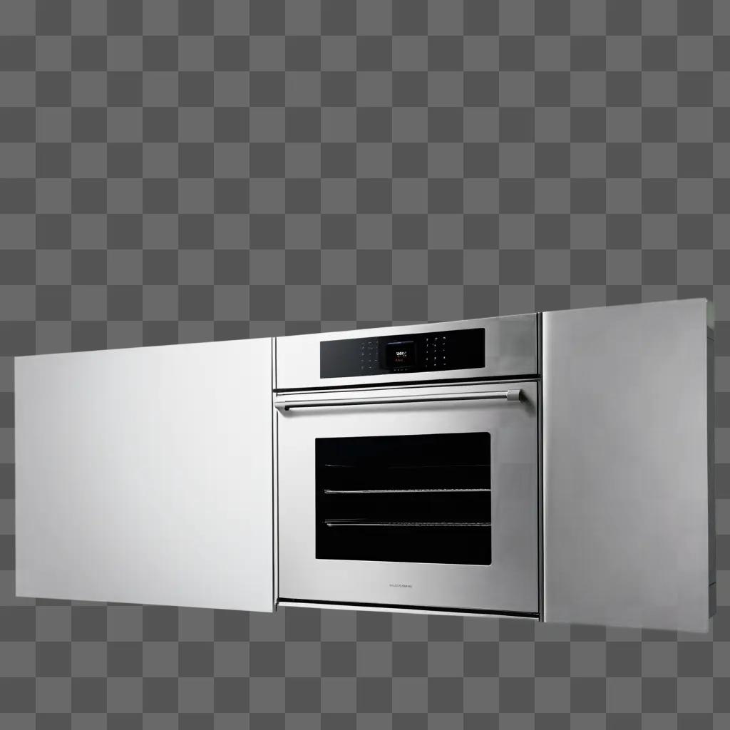 modern oven with a silver door and knobs