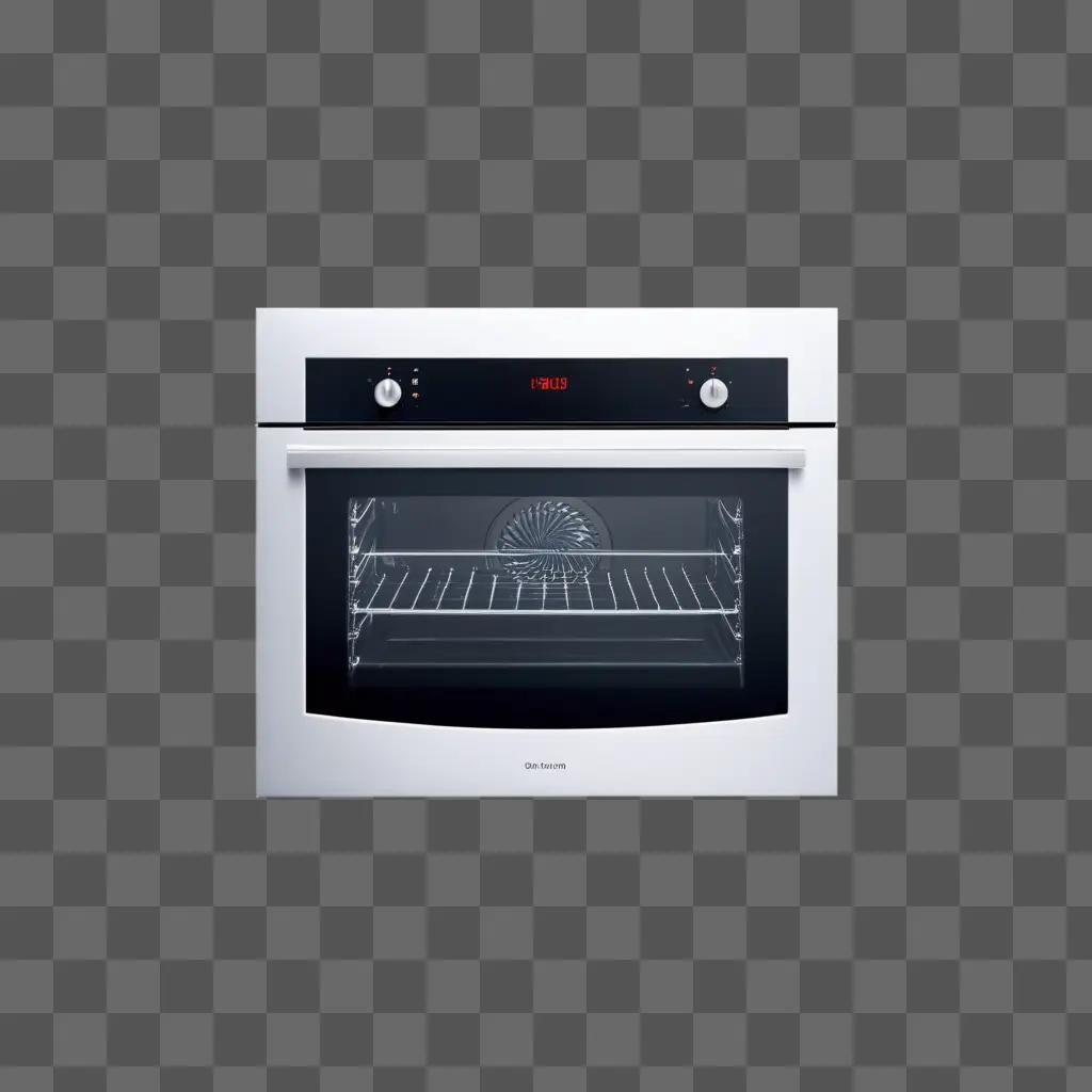 modern white oven with a black digital display