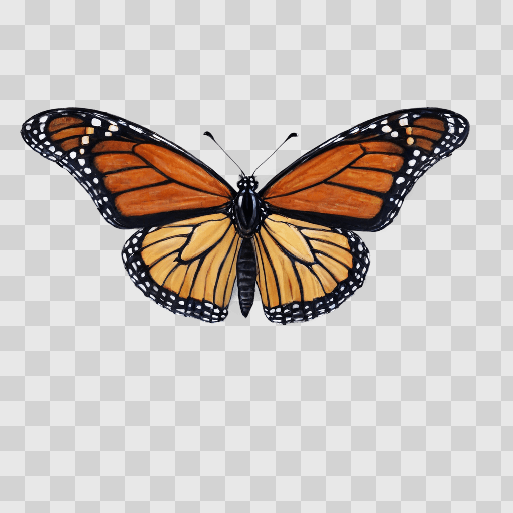 monarch butterfly drawing A Monarch Butterfly with black spots and orange wings