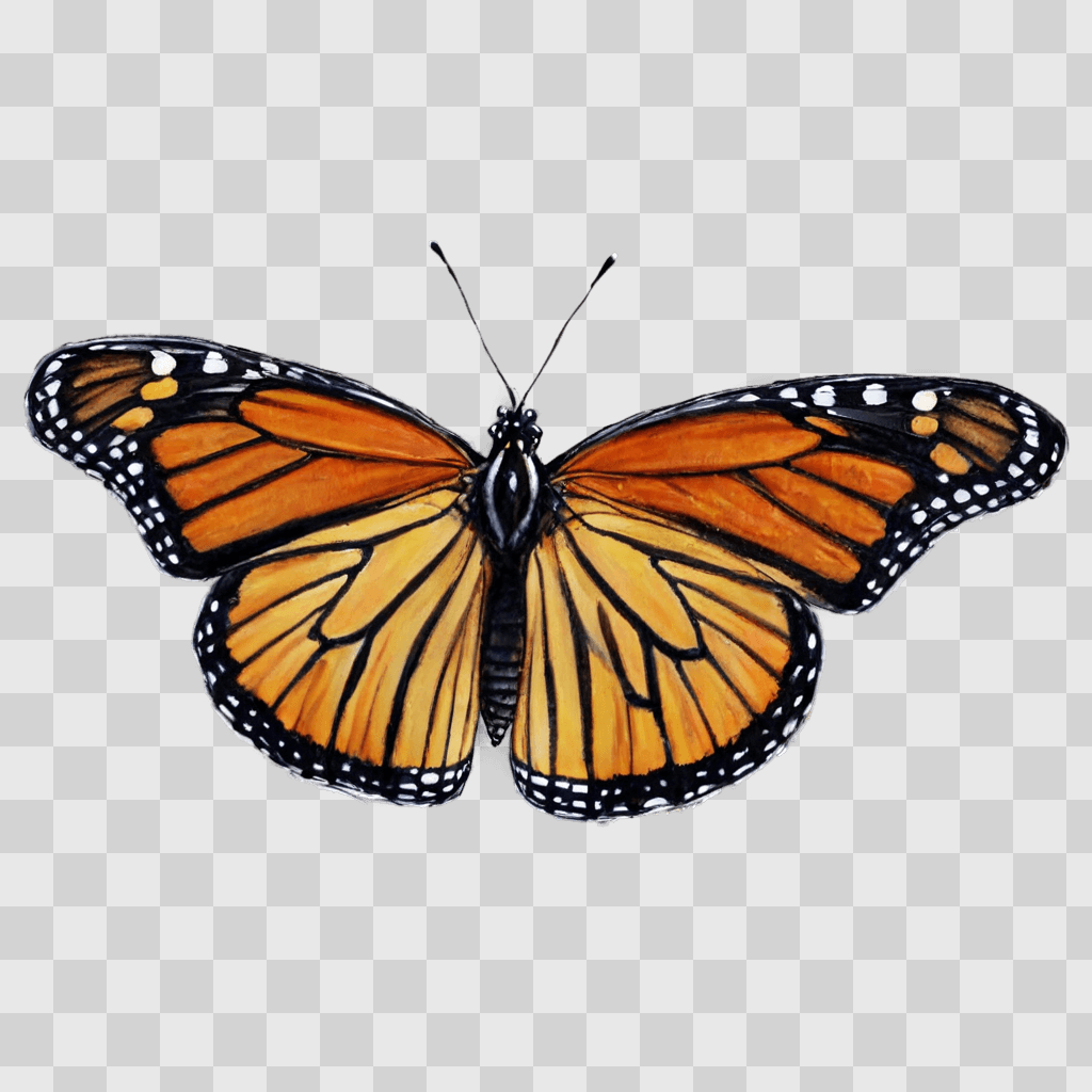 monarch butterfly drawing A Monarch Butterfly with black spots on its wings