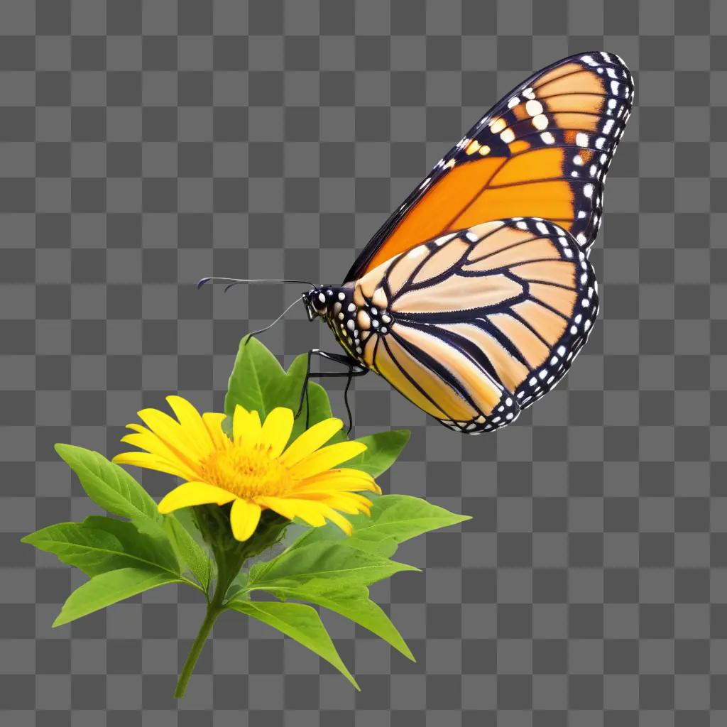 monarch butterfly sits on a yellow flower