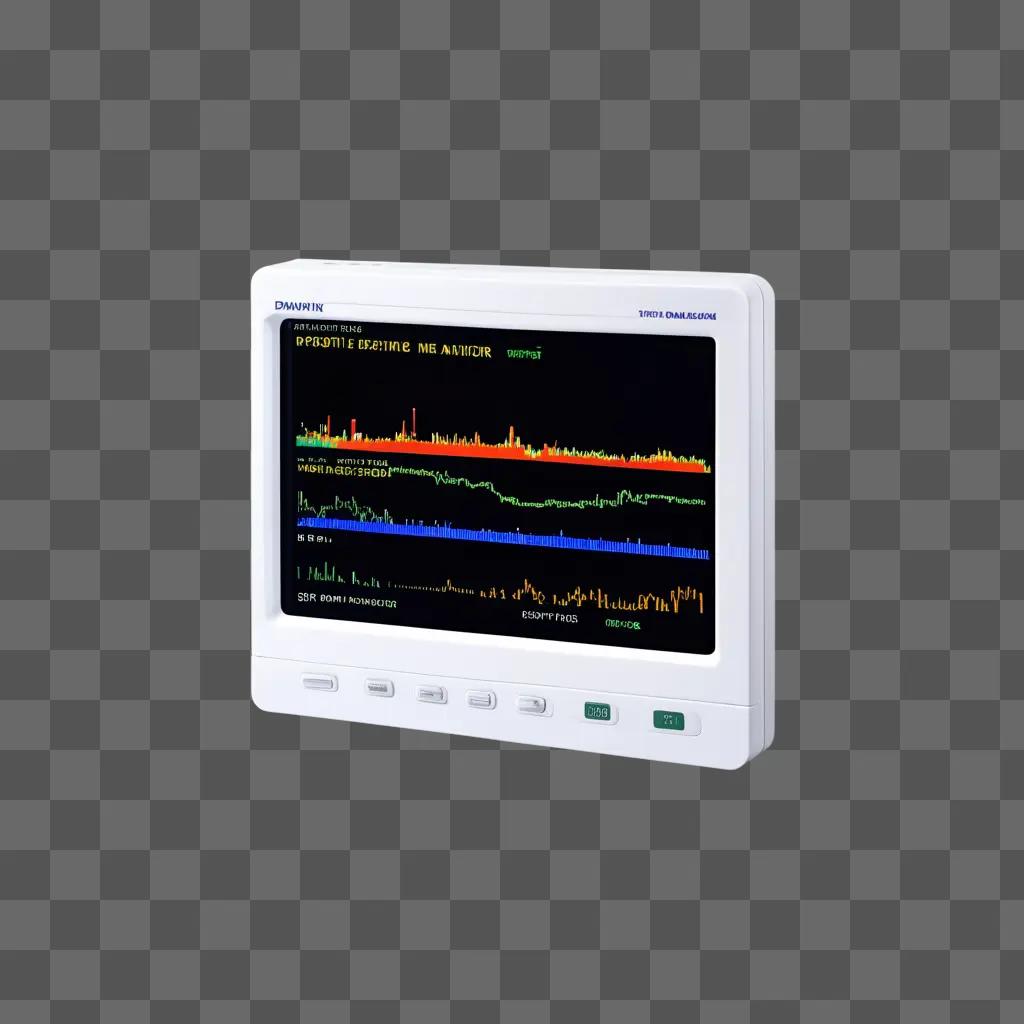 monitor displays data on a dark gray background