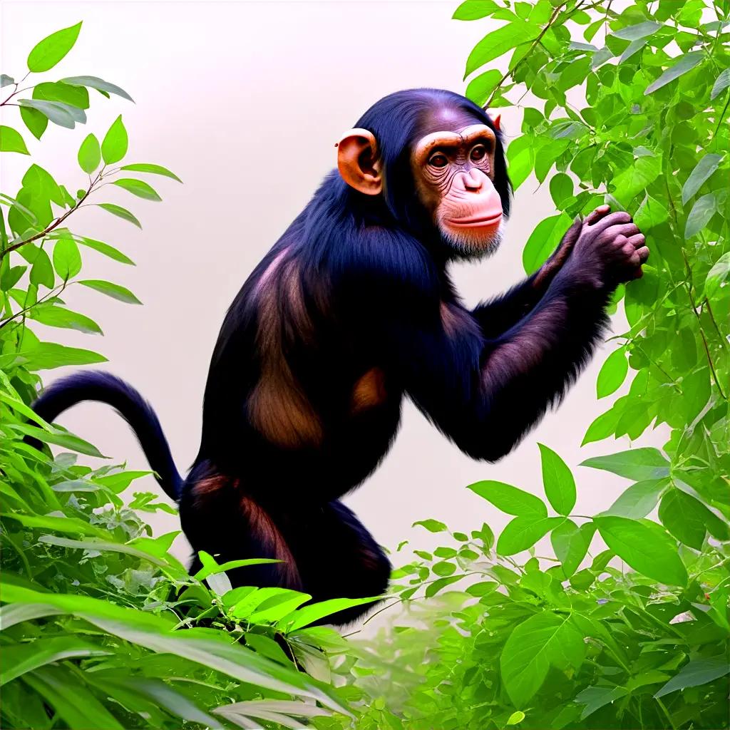 monkey climbs a tree in a jungle