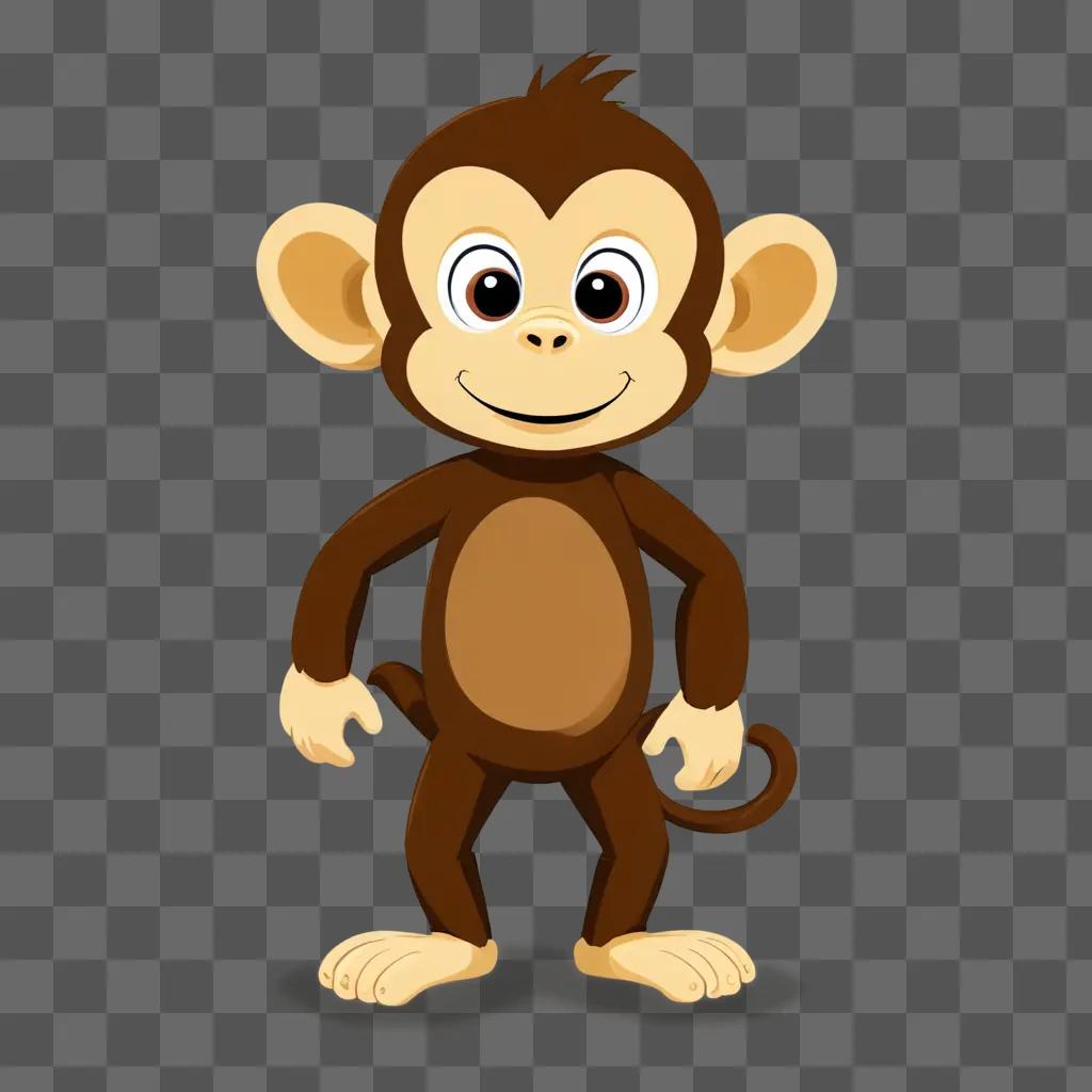 monkey drawing for kids A happy monkey on a brown background