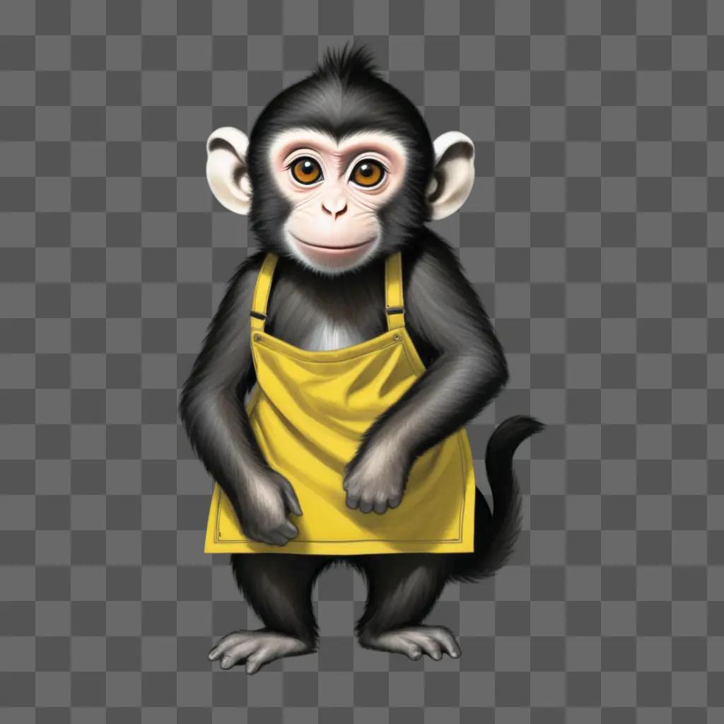 monkey in a yellow apron drawing