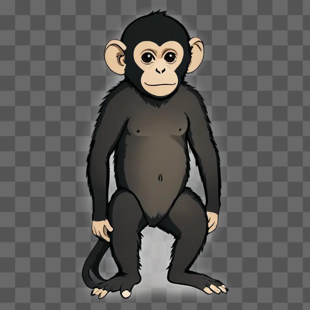 monkey sketch A cartoon monkey standing on all fours