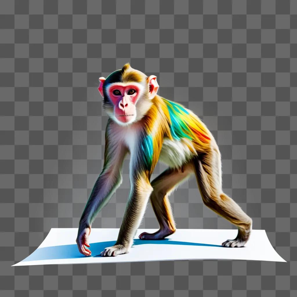 monkey with a colorful, hand-drawn sketch on a white background