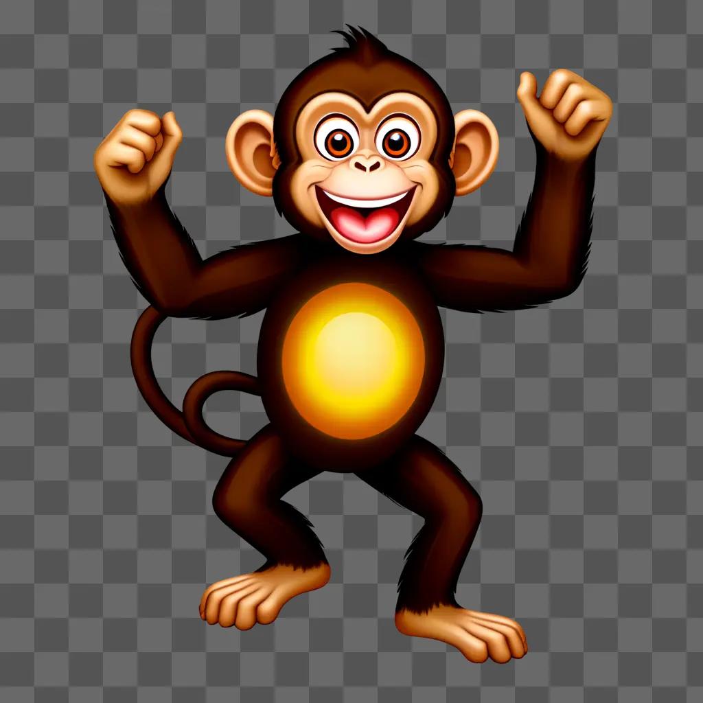 monkey with a glowing heart smiles