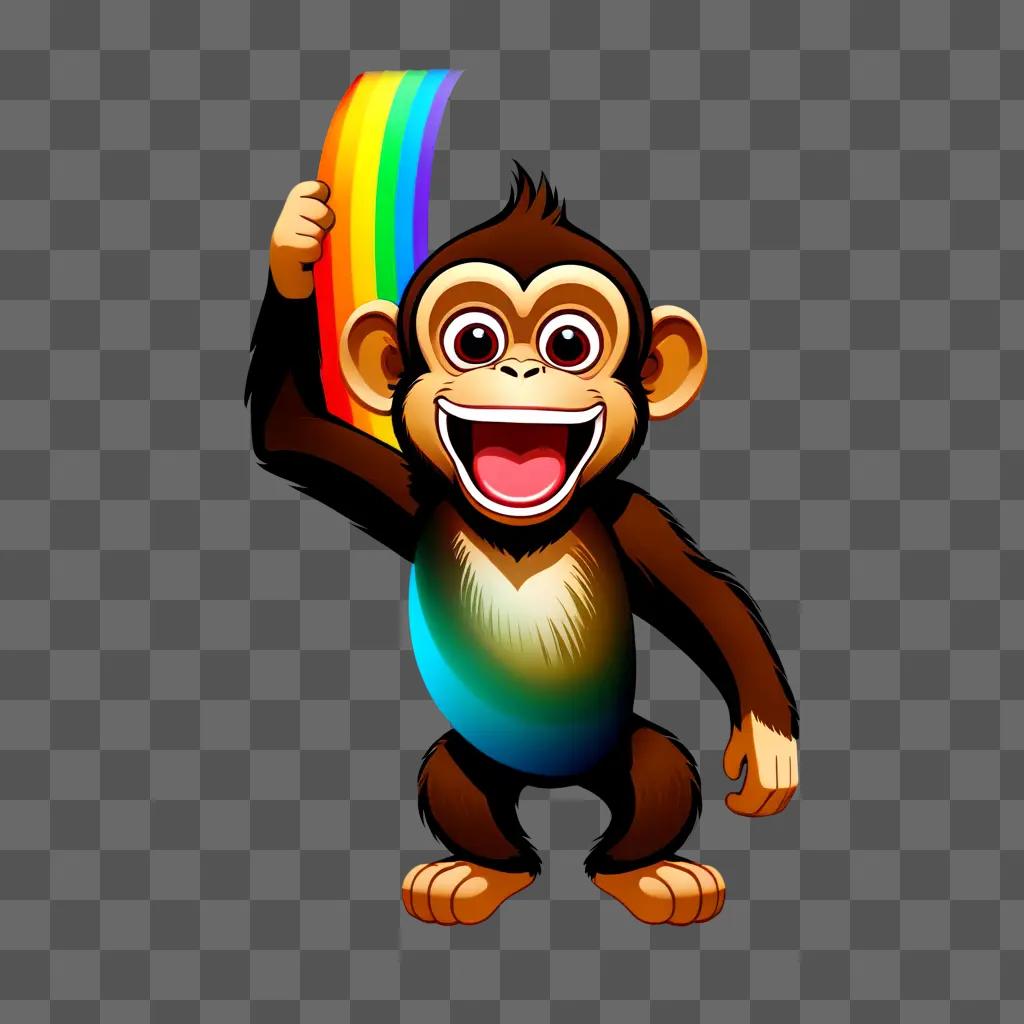 monkey with a rainbow in his hand