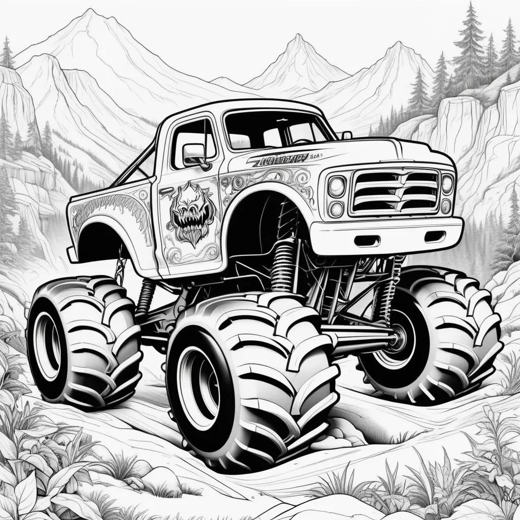 monster truck coloring page features a monster jam logo