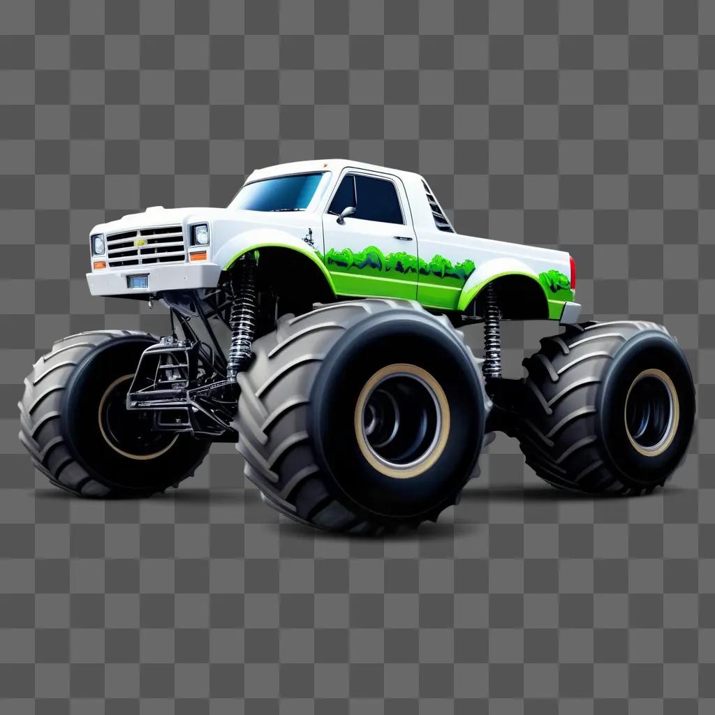 monster truck with green and white paint