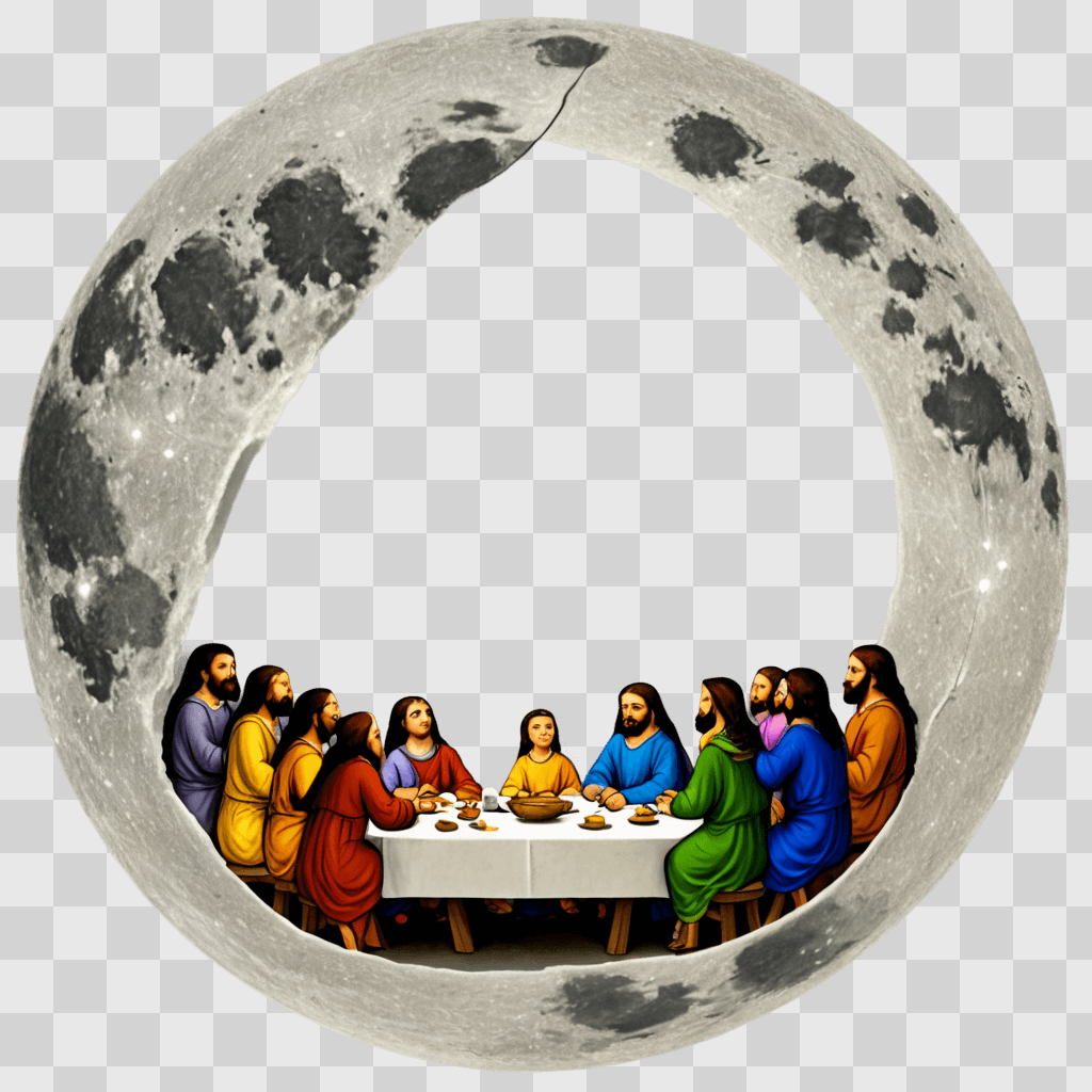 moon drawing for kids A group of people at a table with Jesus