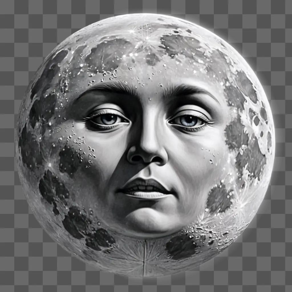 moon drawing for kids A womans face on a moon