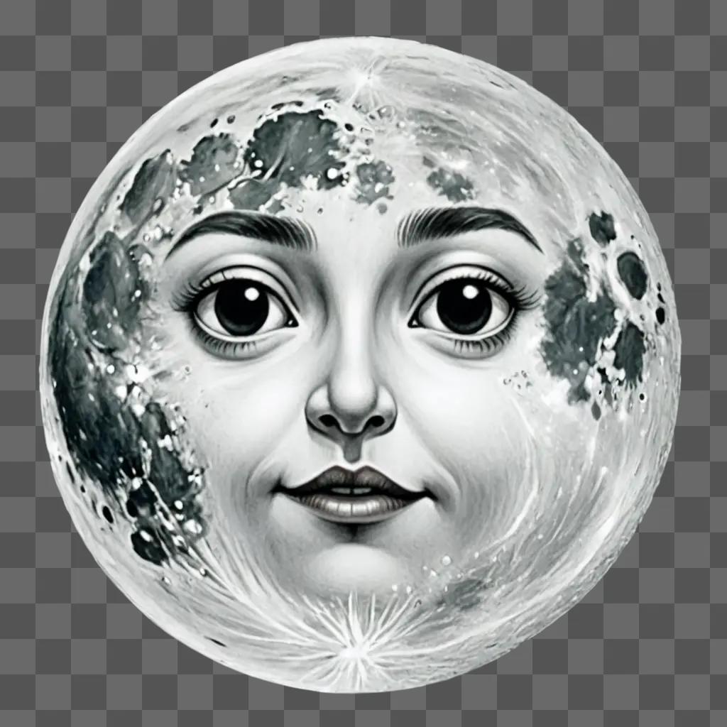 moon drawing for kids A womans face on a moon image