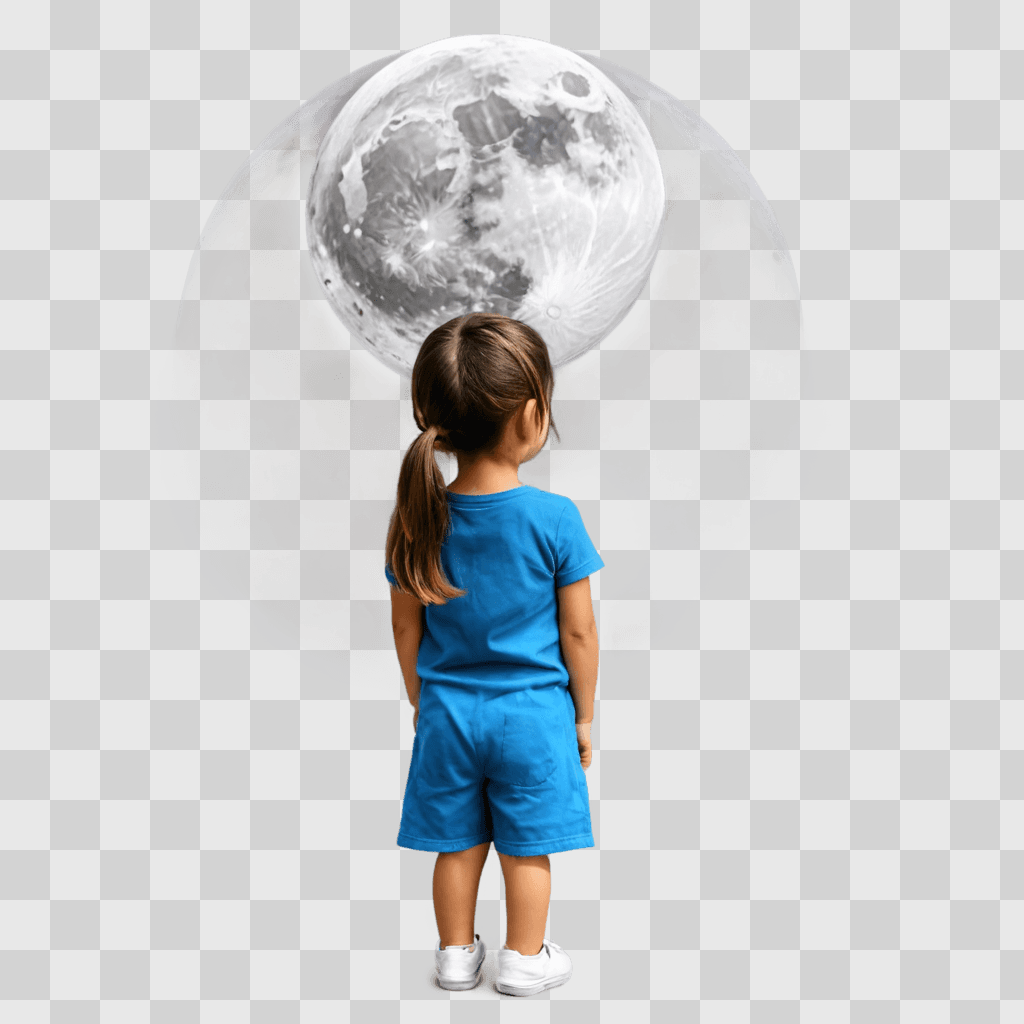 moon drawing for kids A young girl gazes at the moon