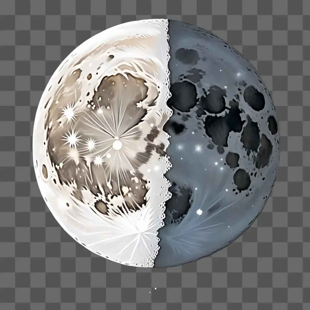 moon drawing on a grey background