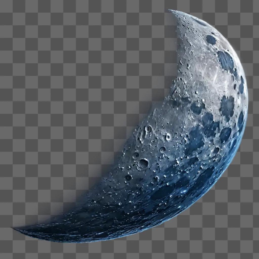 moon drawing realistic A dark crescent moon with some spots on it