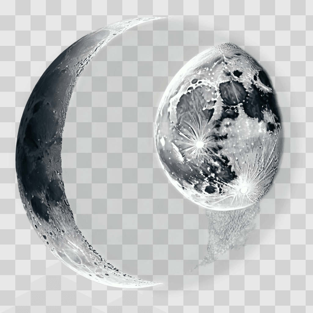 moon drawing realistic Moon and crescent with some stars in the sky