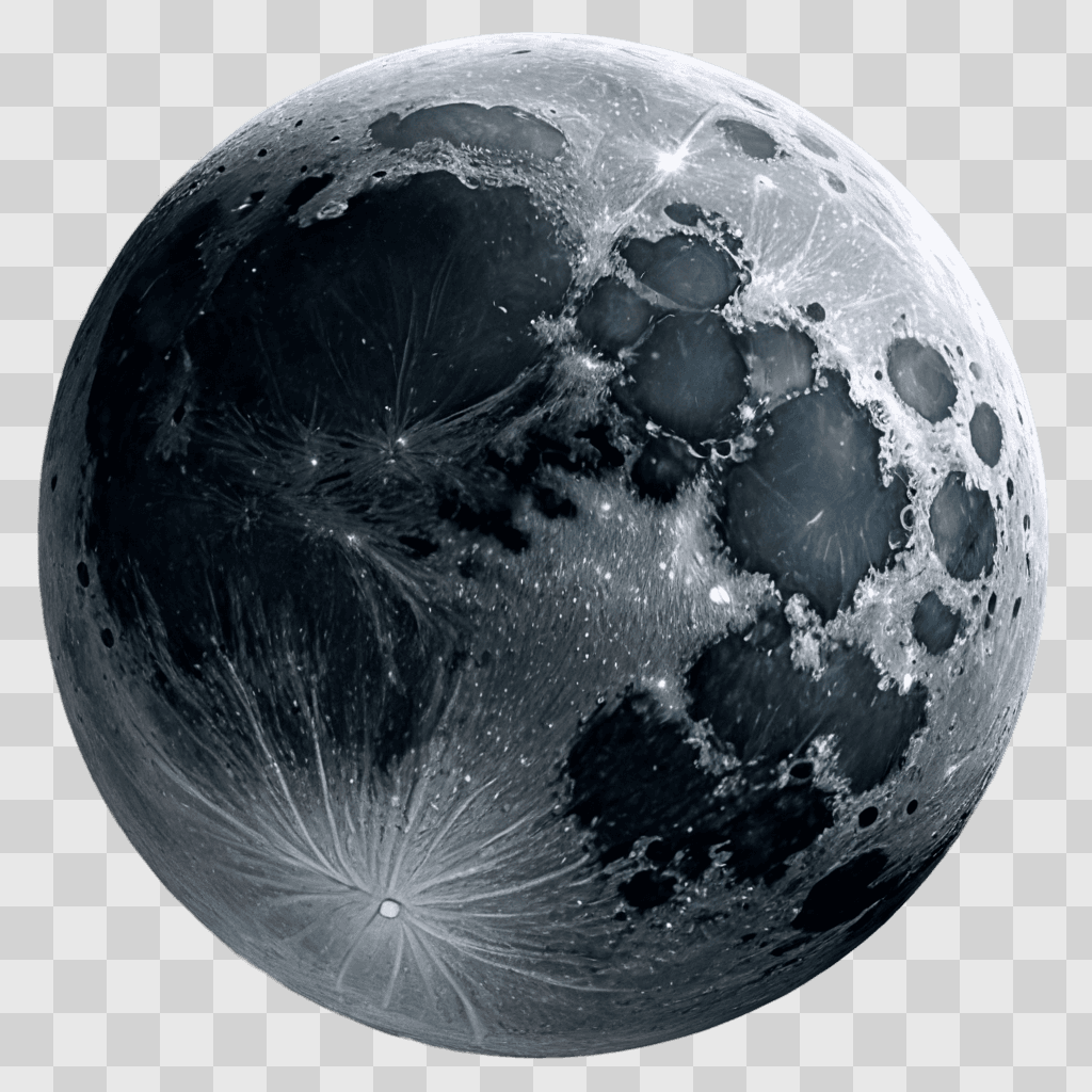 moon drawing realistic The large black and white moon with black spots