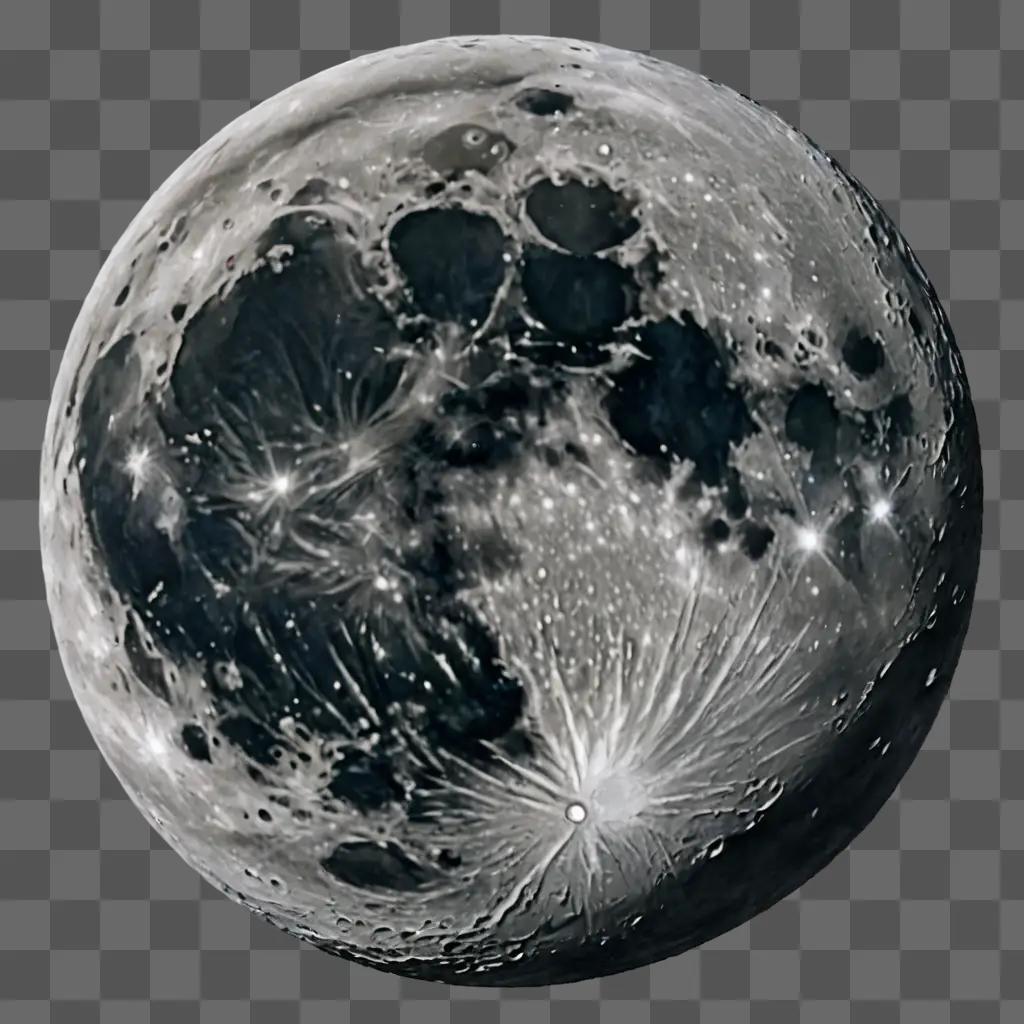 moon drawing with colour A black and white photo of the moons surface