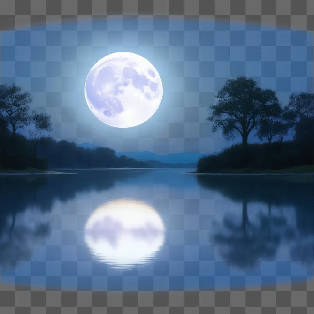 moonlit lake, reflecting the bluemoon