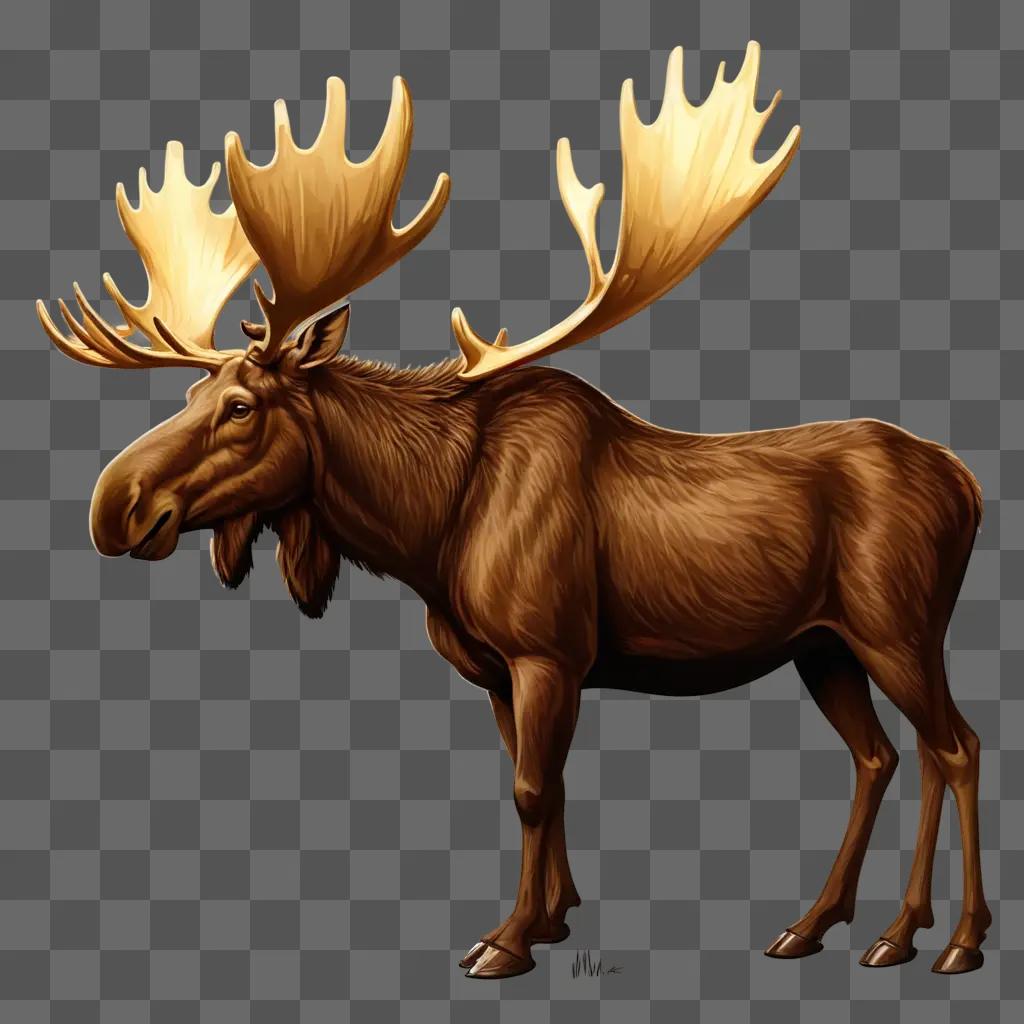 moose clipart A brown moose with horns and hooves