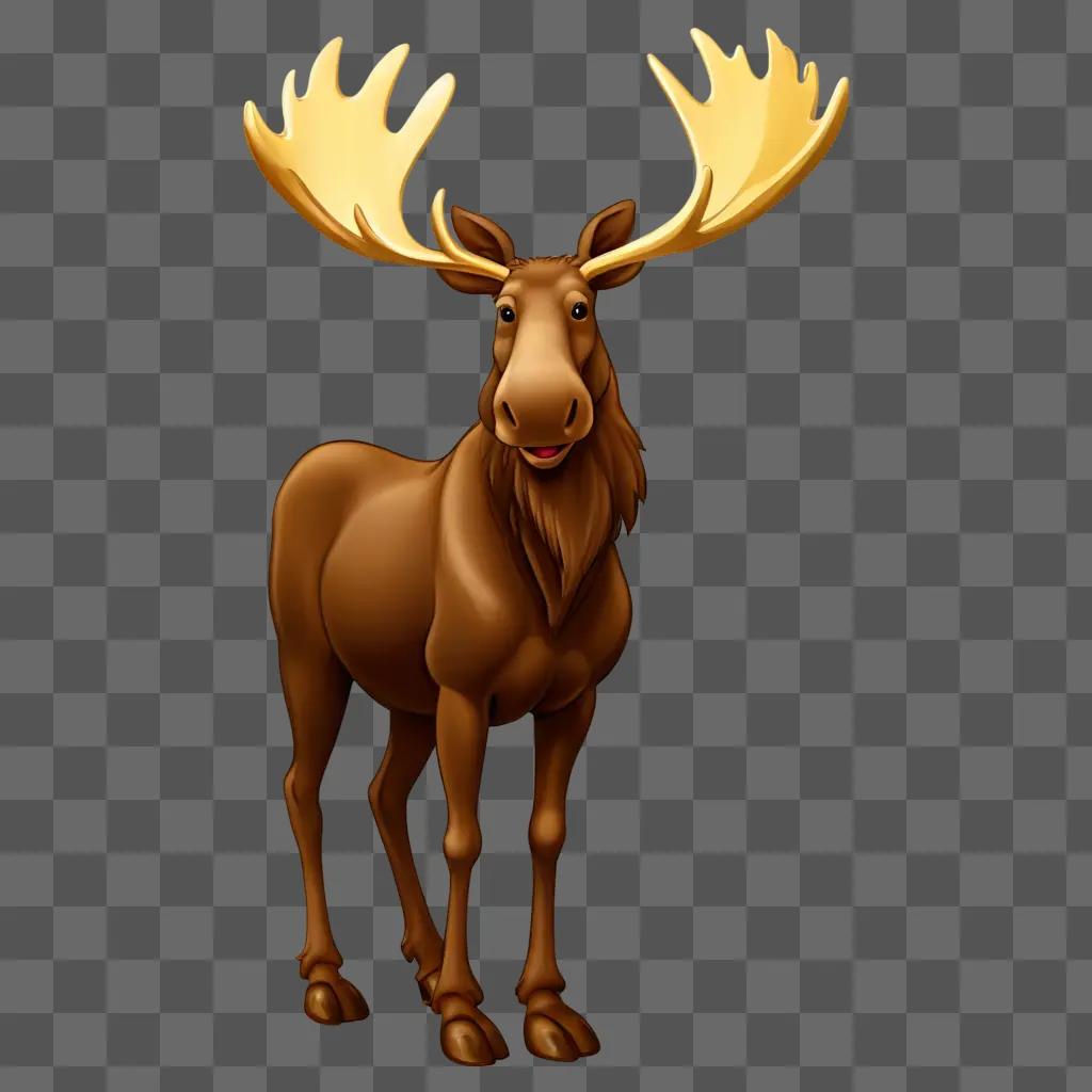 moose clipart A brown moose with horns standing in front of a brown background