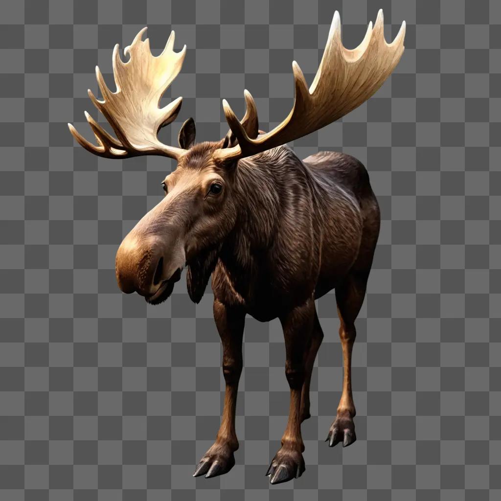 moose clipart A large brown moose with a light on it