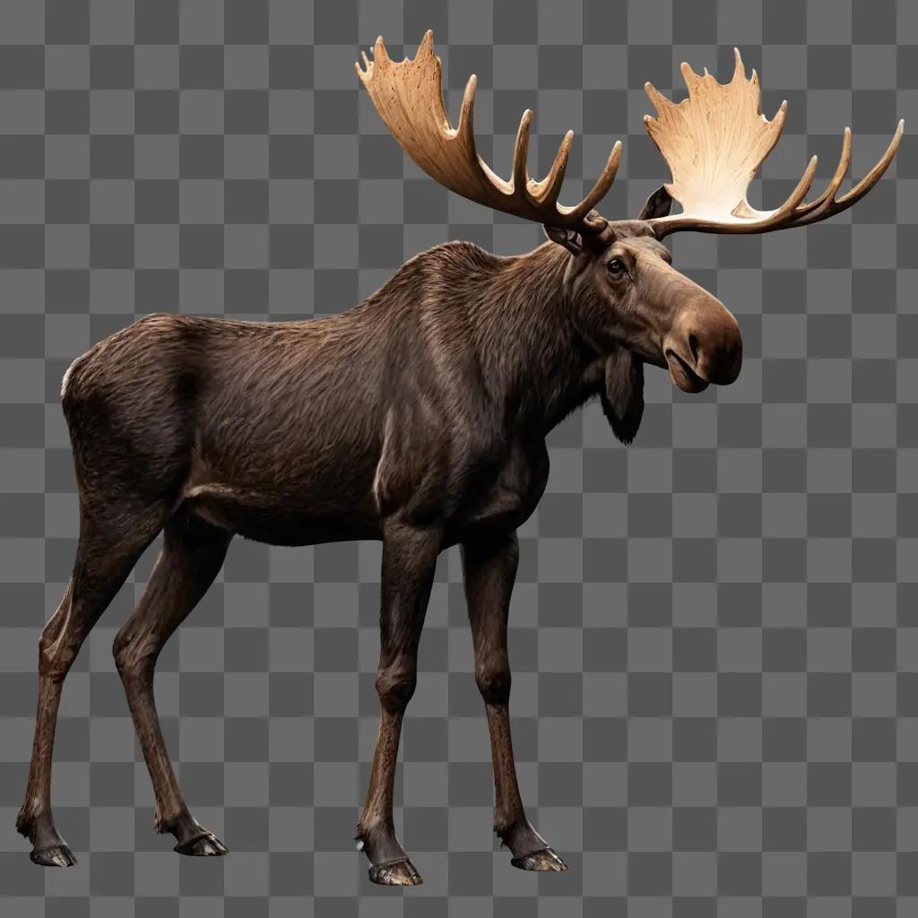 moose clipart A moose with horns standing on a brown background