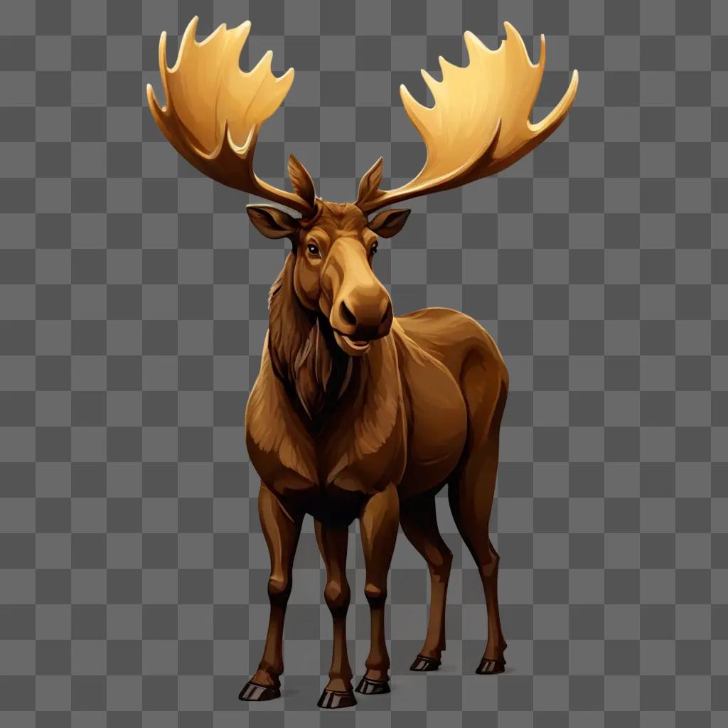 moose clipart A moose with large antlers standing in the foreground