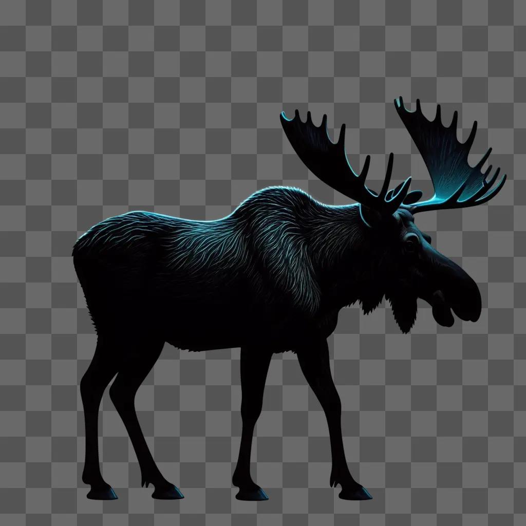 moose stands in a dark silhouette