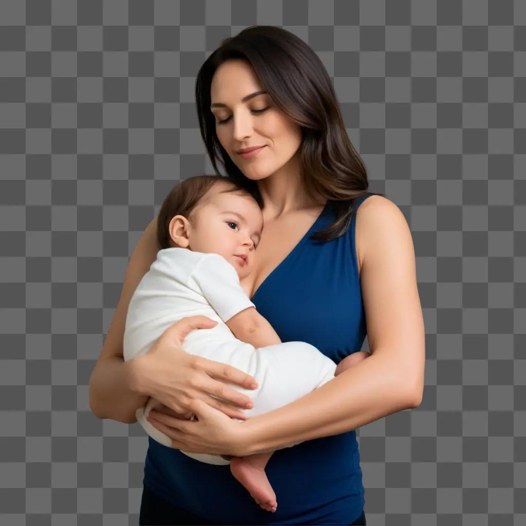 mother holding her baby in a dark room