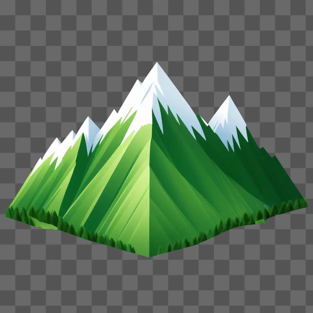 mountain clipart shows green snow on a mountain