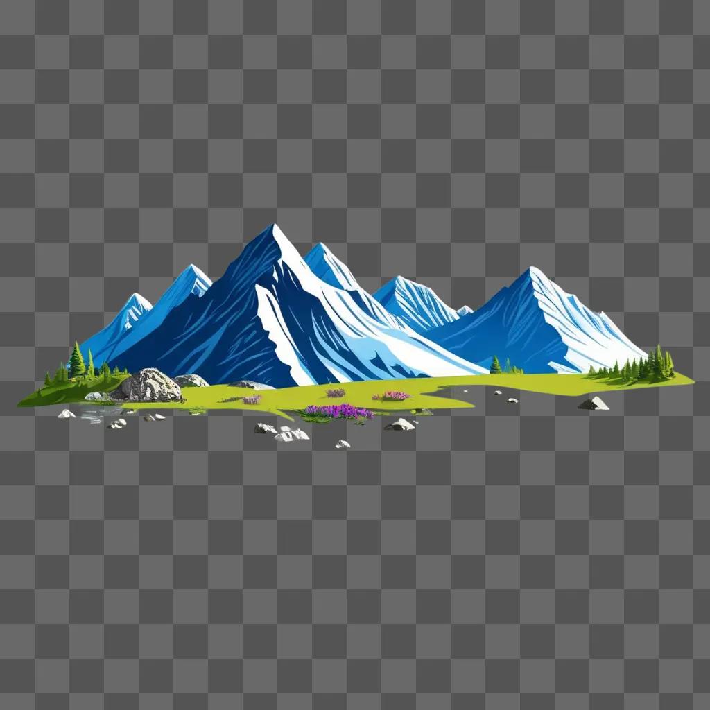 mountain drawing for kids features a colorful landscape with a snowy peak