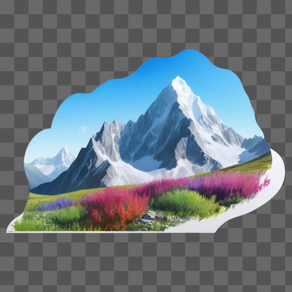 mountain drawing with a variety of colors and shapes