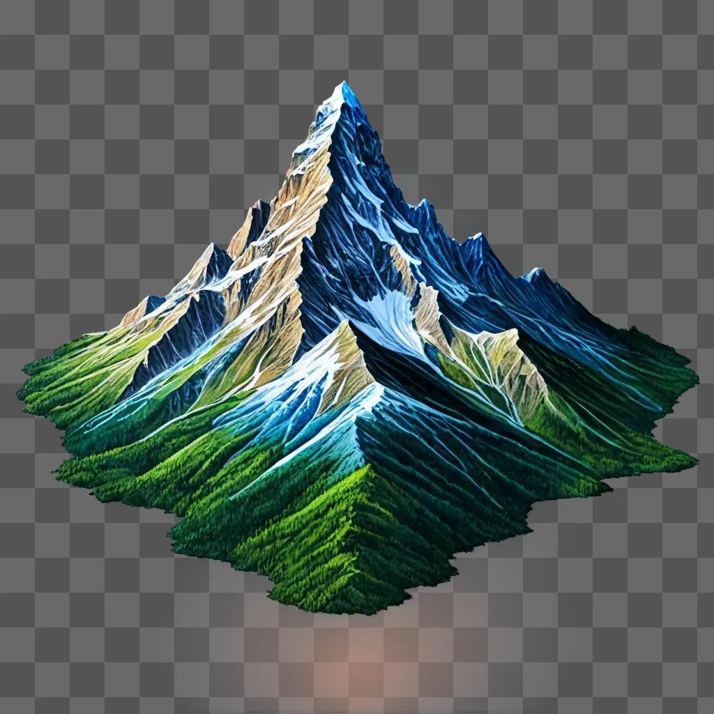 mountain drawing with colour A mountain is rendered in a unique way