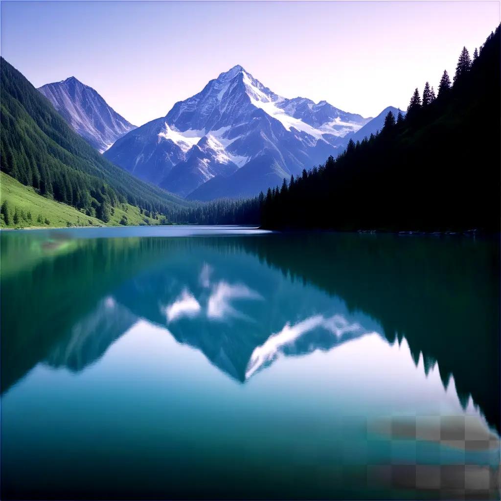 mountain landscape with a lake and trees