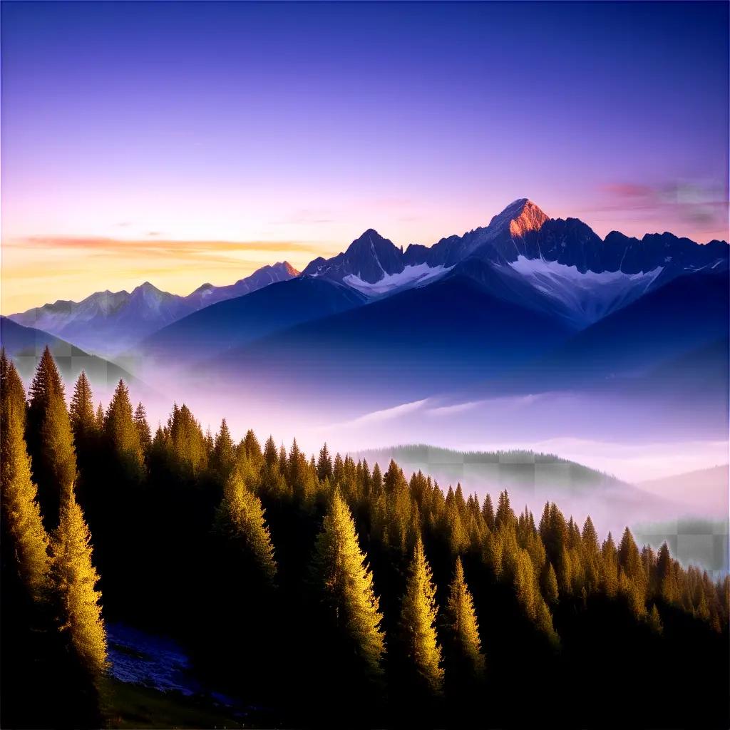 mountain range with a treeline in the foreground