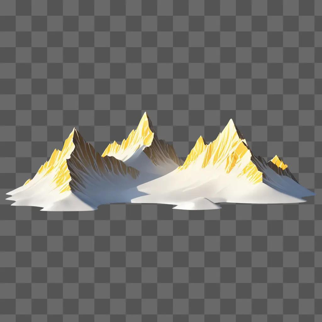 mountain range with yellow peaks and white snow