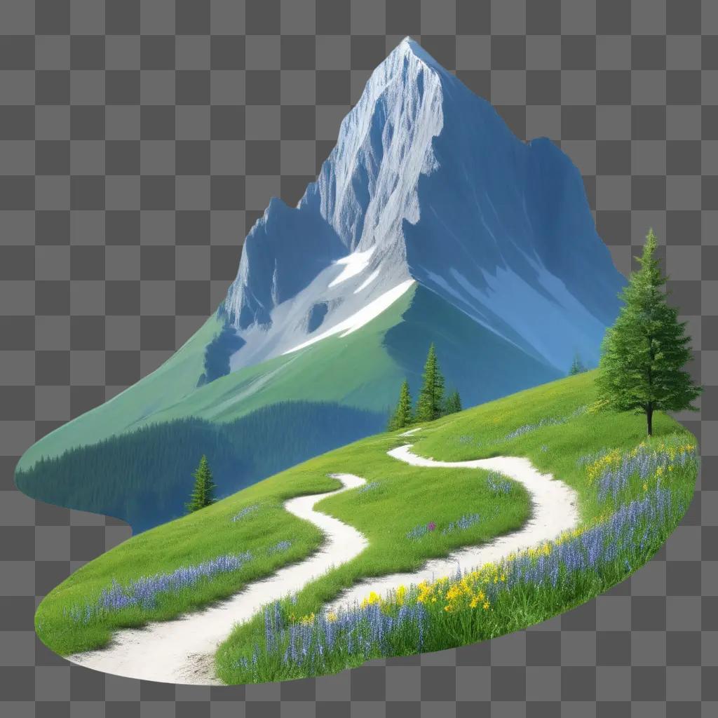 mountain with winding trails and a green valley