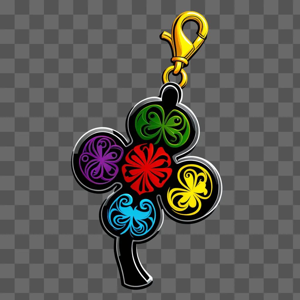 multicolored lucky charm hangs on a keyring