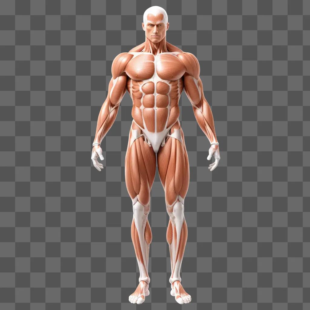 muscular figure with transparent muscle lines