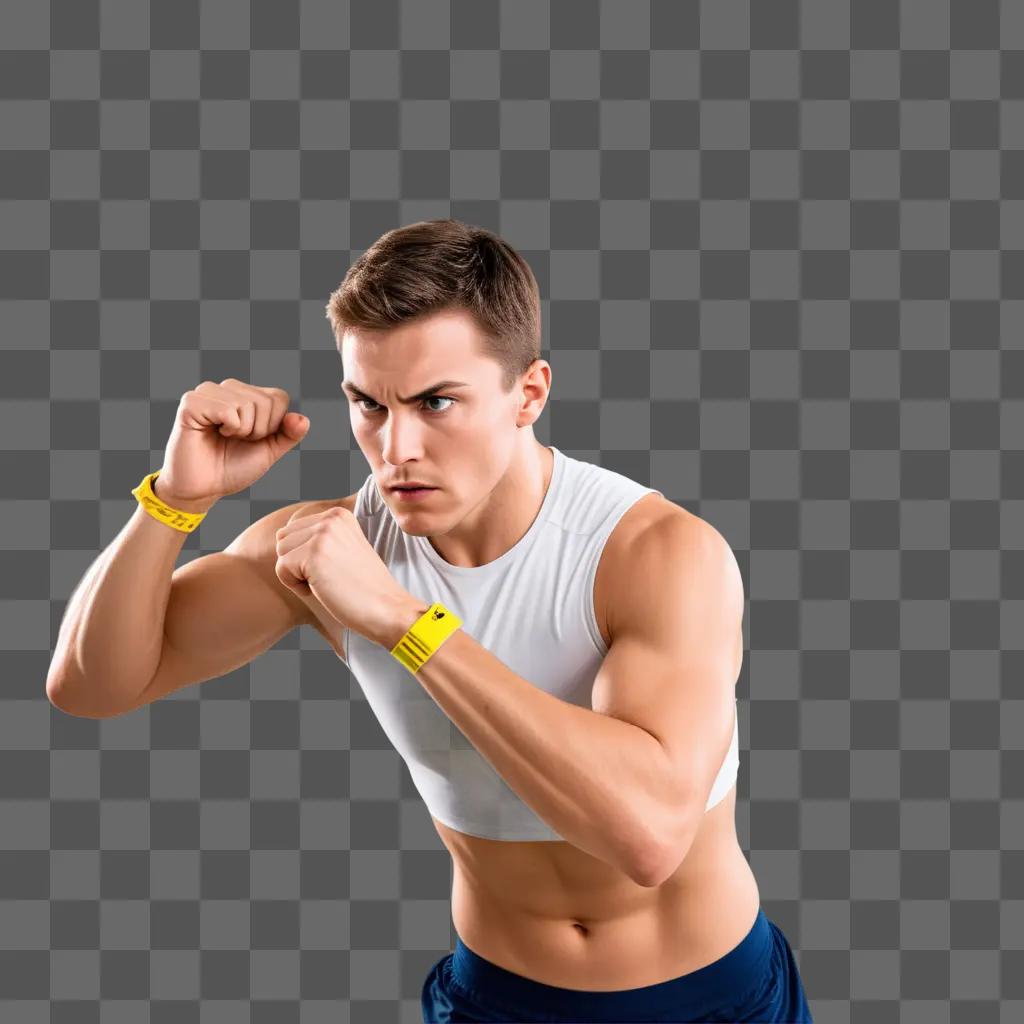 muscular man flexes his muscles in a focused pose