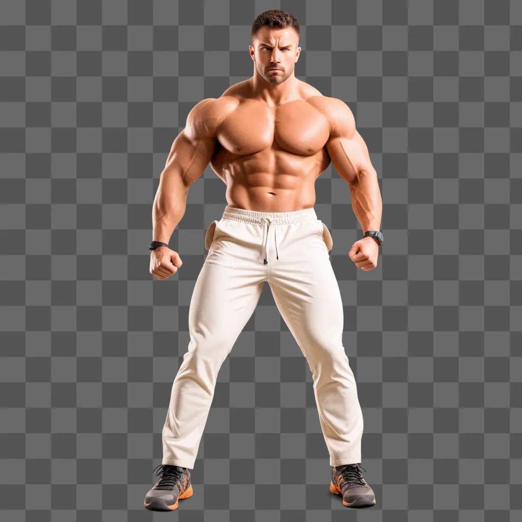 muscular man poses with a powerful stance