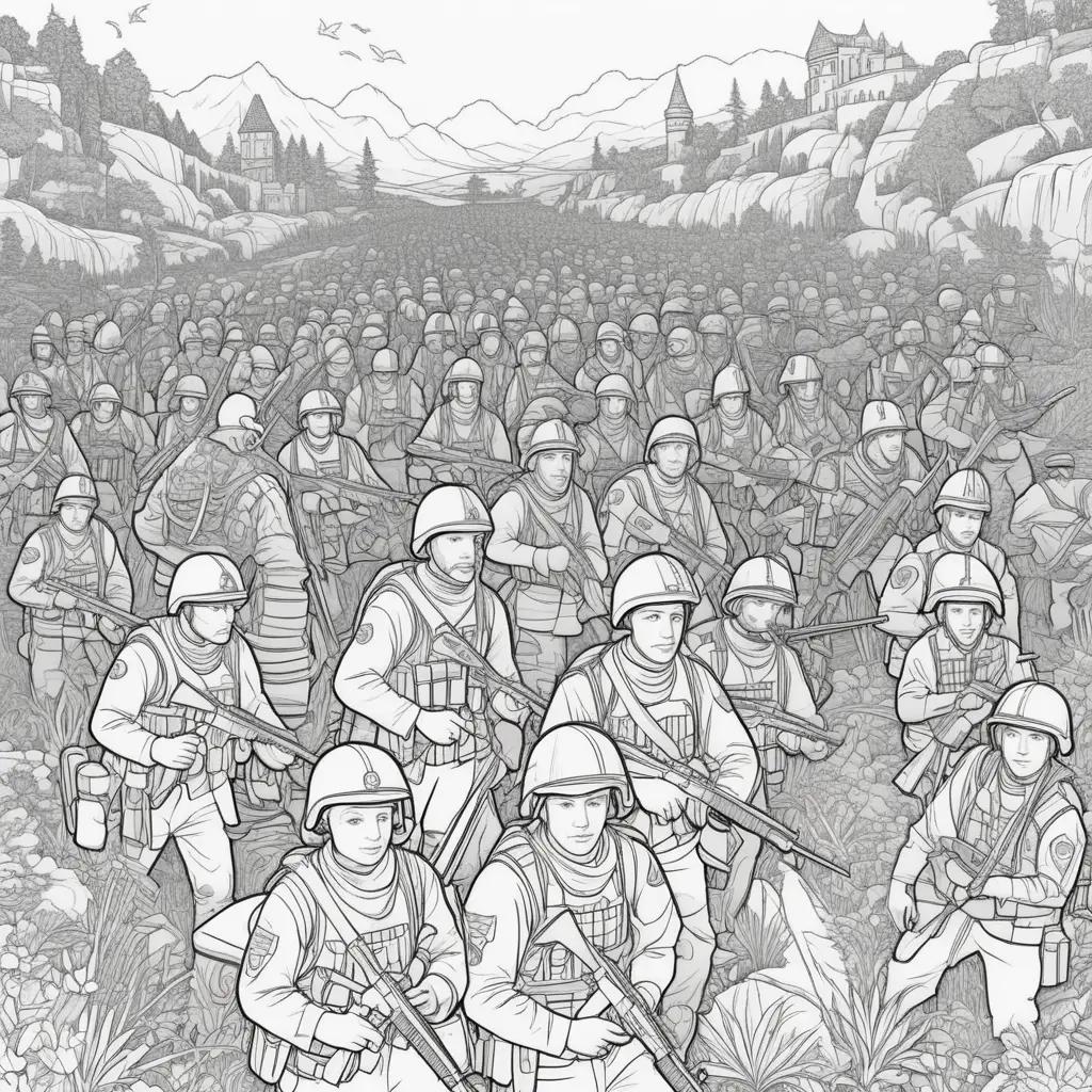 my coloring pages: A large group of soldiers